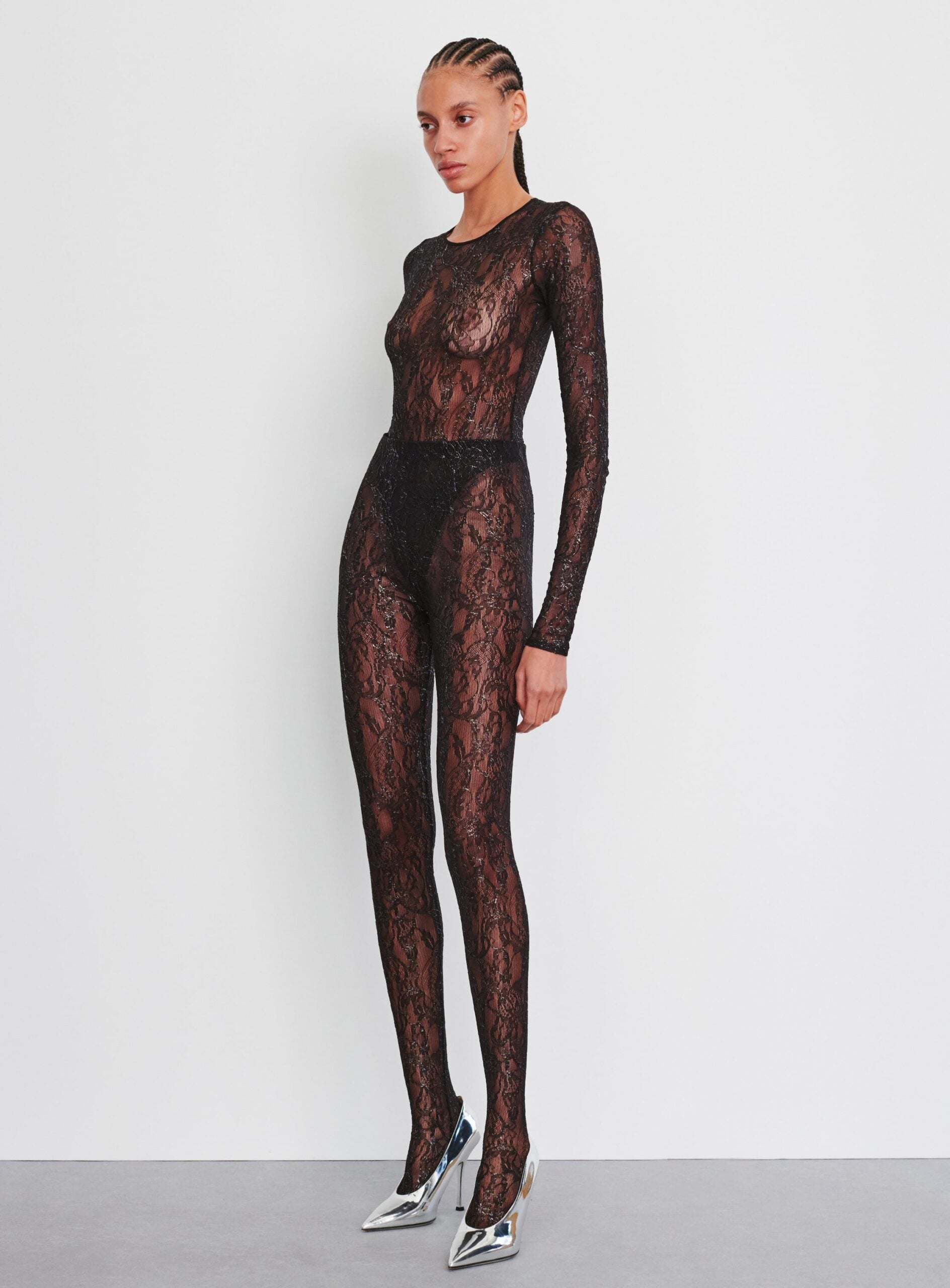 MNWRD140826071446084_2 WARDROBE.NYC Metallic Lace Tight - Image 2