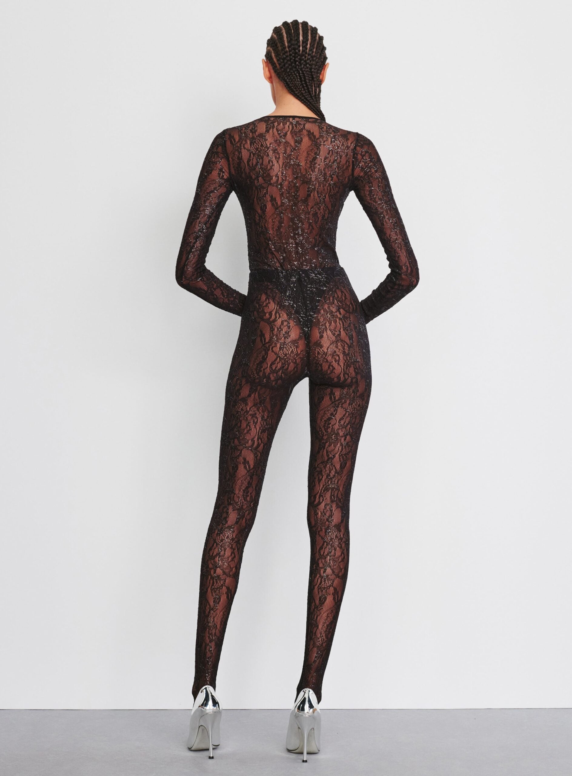 MNWRD140826071446084_3 WARDROBE.NYC Metallic Lace Tight - Image 3
