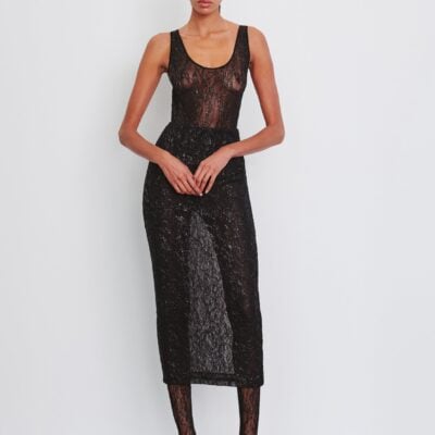 WARDROBE.NYC Metallic Lace Tank Bodysuit - Image 1