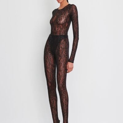 WARDROBE.NYC Metallic Lace Bodysuit - Image 1