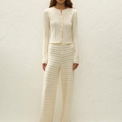 Faithfull The Brand Selly Cardigan Maja Pointelle Vintage White — MAJA POINTELLE - VINTAGE WHITE