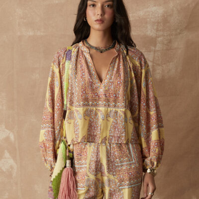 BOTEH Calico Framed Smock Blouse