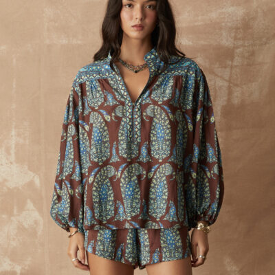 BOTEH Calico Yoke Smock Blouse