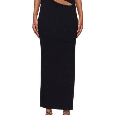 Christopher Esber Black Hip Slash Maxi Skirt