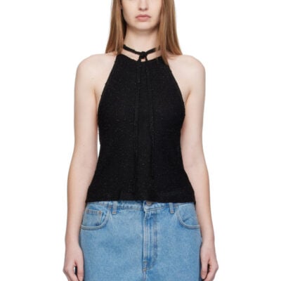 Christopher Esber Black Imber Metallic Halter Top