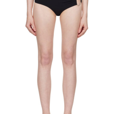 Christopher Esber Black Ruched Crescent Side Bikini Bottom