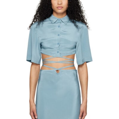 Christopher Esber Blue Crop Tie Shirt