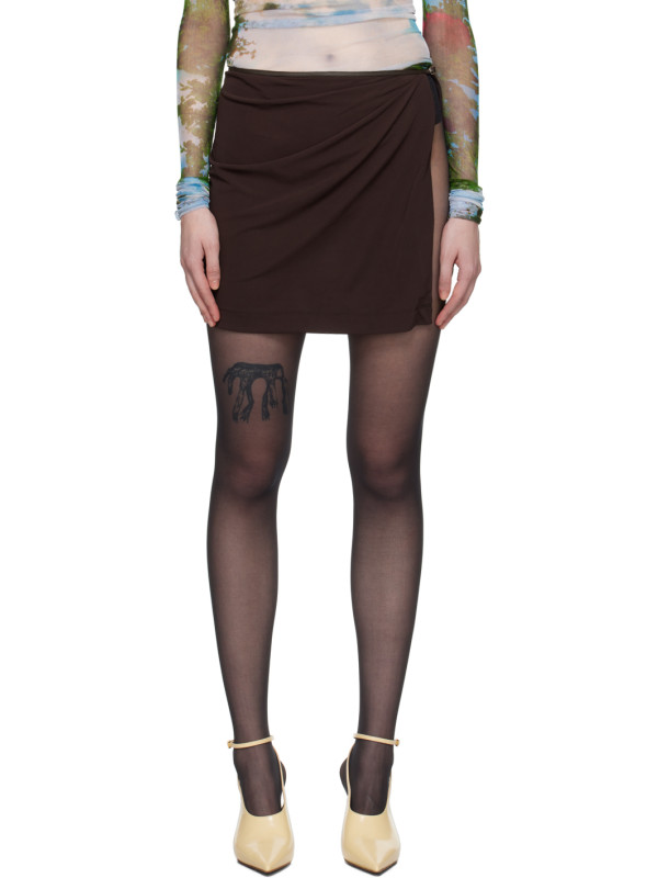 Christopher Esber Brown Framed Buckle Miniskirt