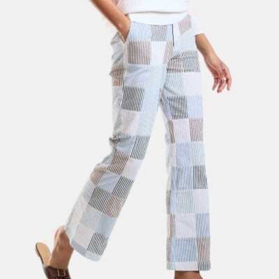 Cynthia Rowley Seersucker Cropped Trouser