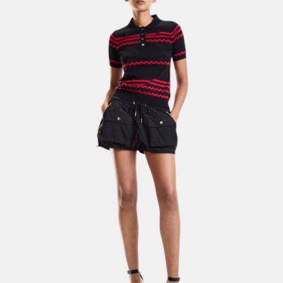 Cynthia Rowley Ziggy Cropped Knit Polo