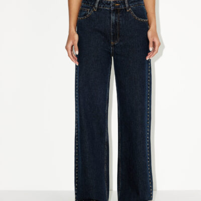 Dazie Nights Out Studded Mid Rise Straight Leg Jeans