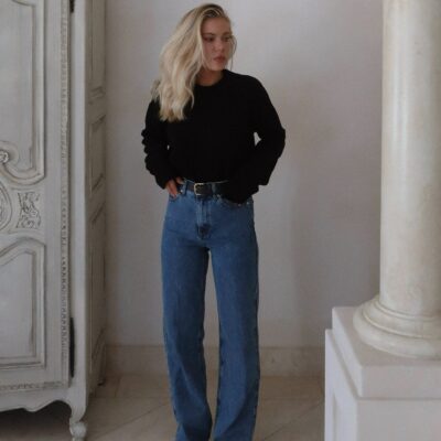 Dazie Paris High Waisted Straight Leg Denim Jeans