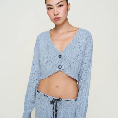 Guizio Cable Knit Crop Cardigan