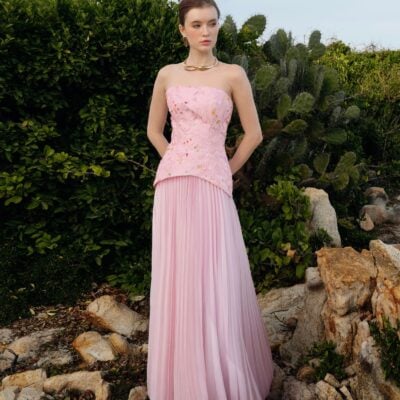 JUSTIN TONG Cascade Pleated Gown