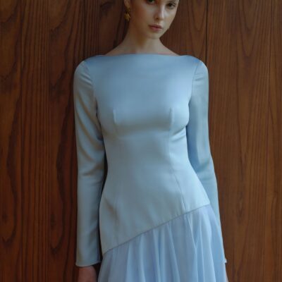 JUSTIN TONG Selene Contrast Midi Dress