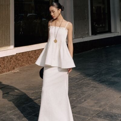 JUSTIN TONG Ivory Linen Skirt