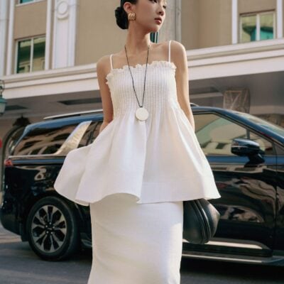 JUSTIN TONG Ivory Linen Top