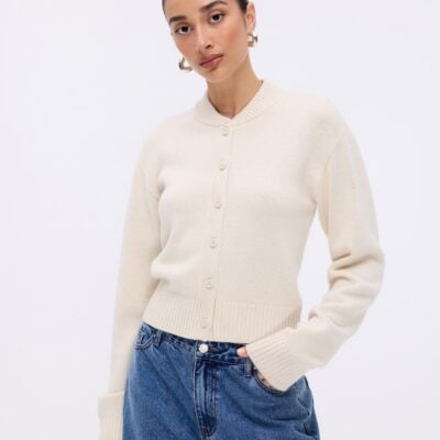 Minima Esenciales Alma Wool Cashmere Blend Knit Bomber Cardigan