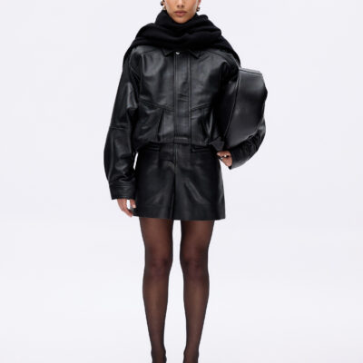 Minima Esenciales Lila Leather Mini Skirt