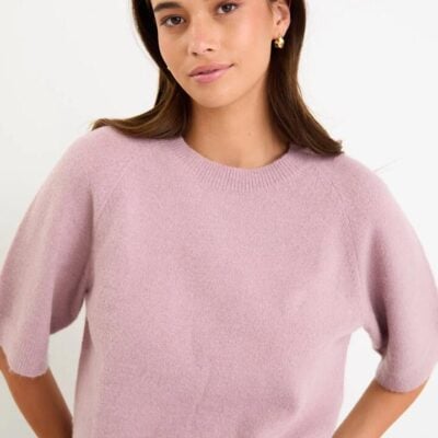 Among the Brave Assemble Blush Alpaca Blend Raglan Knit Tee