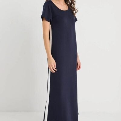 Among the Brave Ballad Ink Side Stripe Crew Neck Knit Maxi Dress