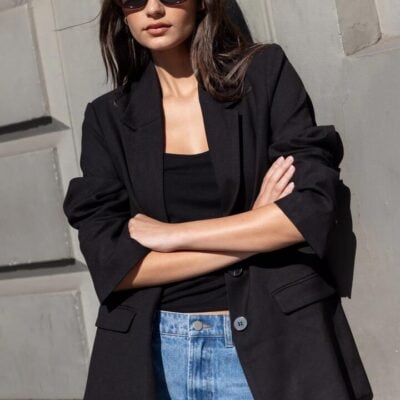 Among the Brave Diploma Black Two Button Vent Sleeve Blazer