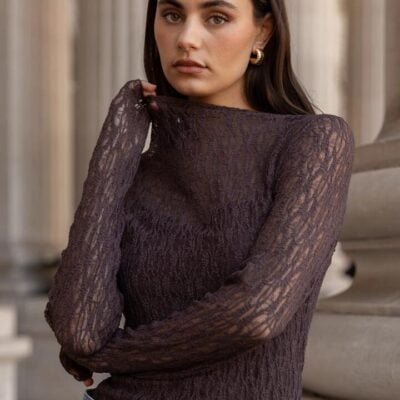 Among the Brave Giving Chocolate Lace Long Sleeve Top