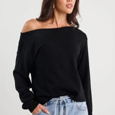Among the Brave Reverb Black Off Shoulder Jumper