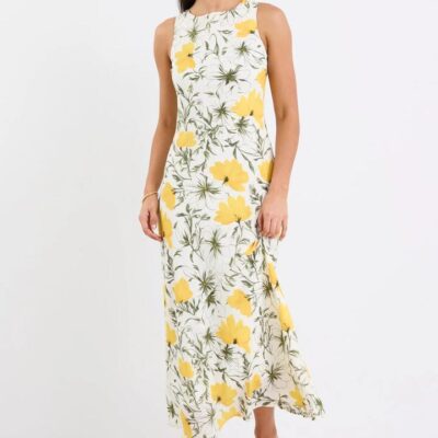 Georgia Zoe Knockout Buttercup Floral V Back Slip Dress