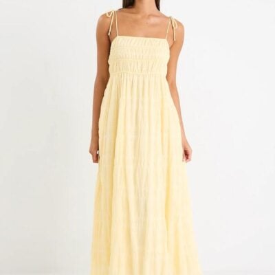 Ivy + Jack Offshore Butter Shirred Cotton Strappy Maxi Dress