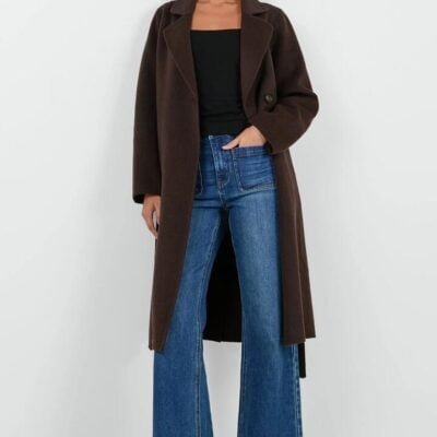 Ivy + Jack Provence Chocolate Melton Double Breasted Belted Coat
