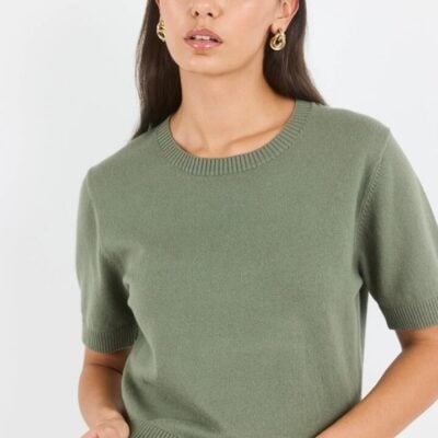 Ivy + Jack Topic Khaki Cashmere Blend Soft Knit Tee