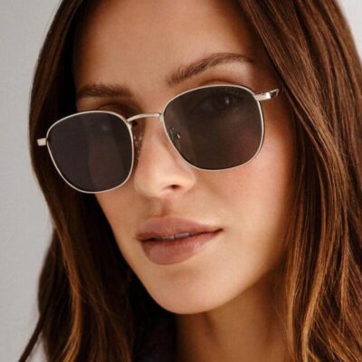 Le Specs Neptune Deux Gold Round Metal Sunglasses