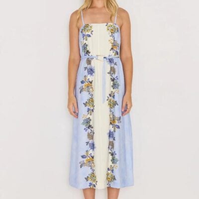 Mink Pink Lucia Blue Floral Strappy Midi Dress