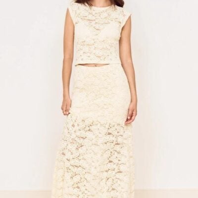 Mink Pink Ophelia Cream Lace Maxi Skirt