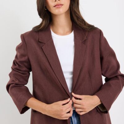 RE:UNION Label Atlantic Chocolate Linen Classic Blazer