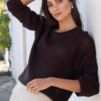 RE:UNION Label Dawn Chocolate Crochet Knit Jumper