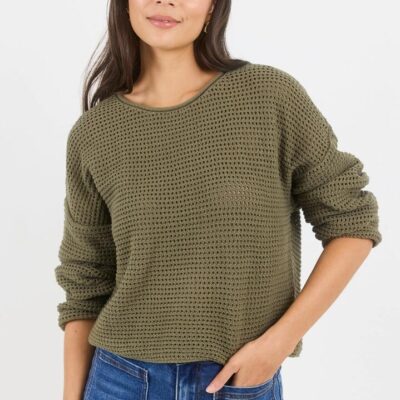 RE:UNION Label Dawn Soft Khaki Crochet Knit Jumper
