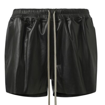 RICK OWENS Leather Short Boxers in Black / 44