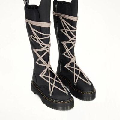 Rick Owens x Dr. Marten 1b60 Quad Sole Pentalace Boots in Black / 3