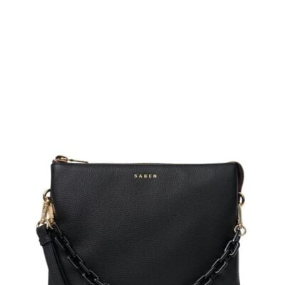 Saben Matilda Black Tonal Chain Medium Crossbody Bag