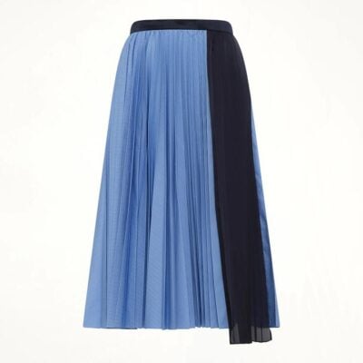 SACAI Poplin Pleat Skirt in Blue Stripe / 1