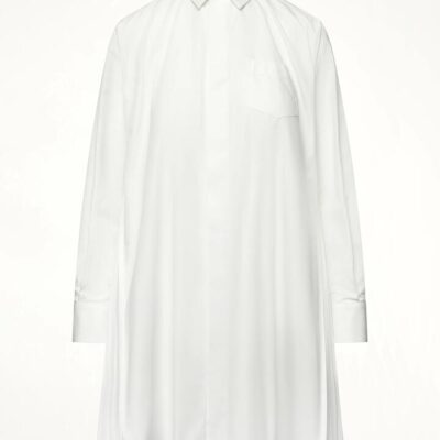 SACAI Side Zip Poplin Dress in Off White / 1