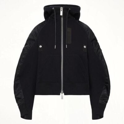 SACAI Sponge Sweat Twist Hoodie in Black / 1