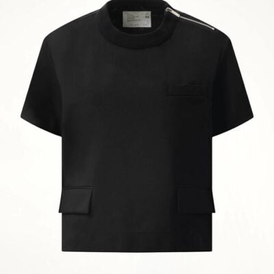 SACAI Suiting Short-sleeve Pullover in Black / 1