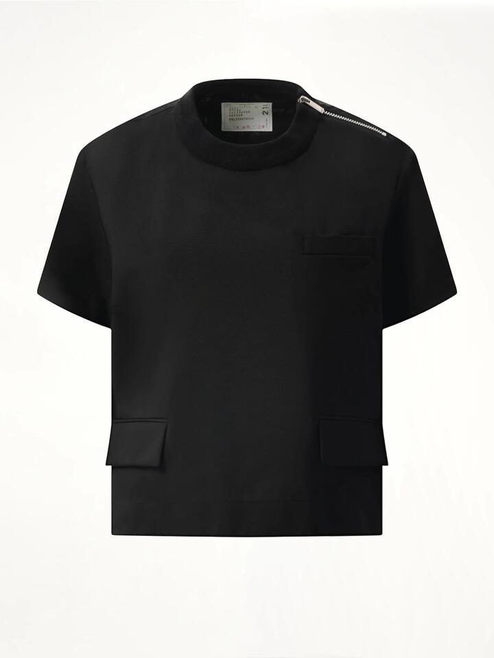 SACAI Suiting Short-sleeve Pullover in Black / 1