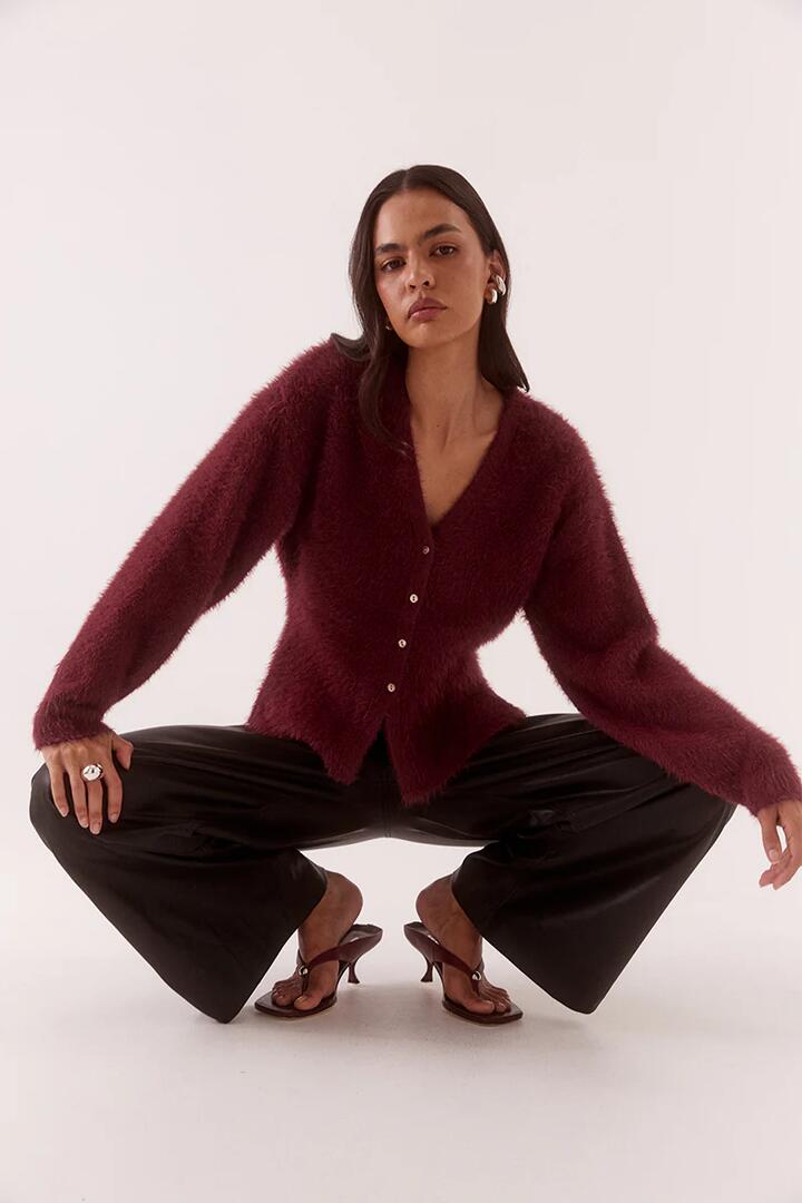 Sovere Arcade Vino Red Fluffy Cardi