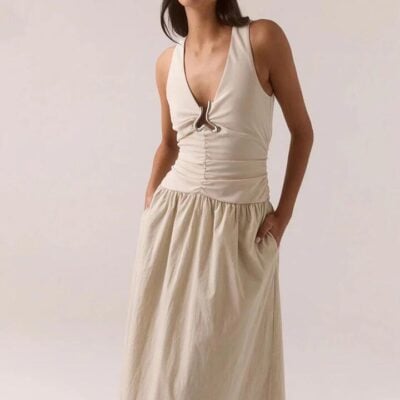 Sovere Hari Creme Silver Hardware Sleeveless Maxi Dress