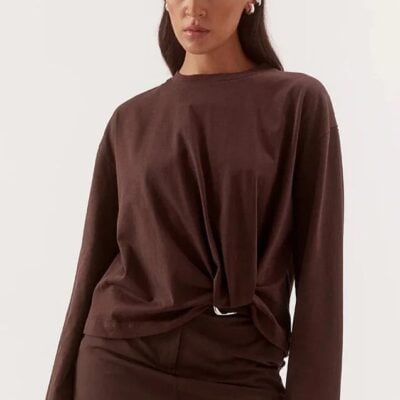 Sovere Izel Espresso Twist Front LS Top