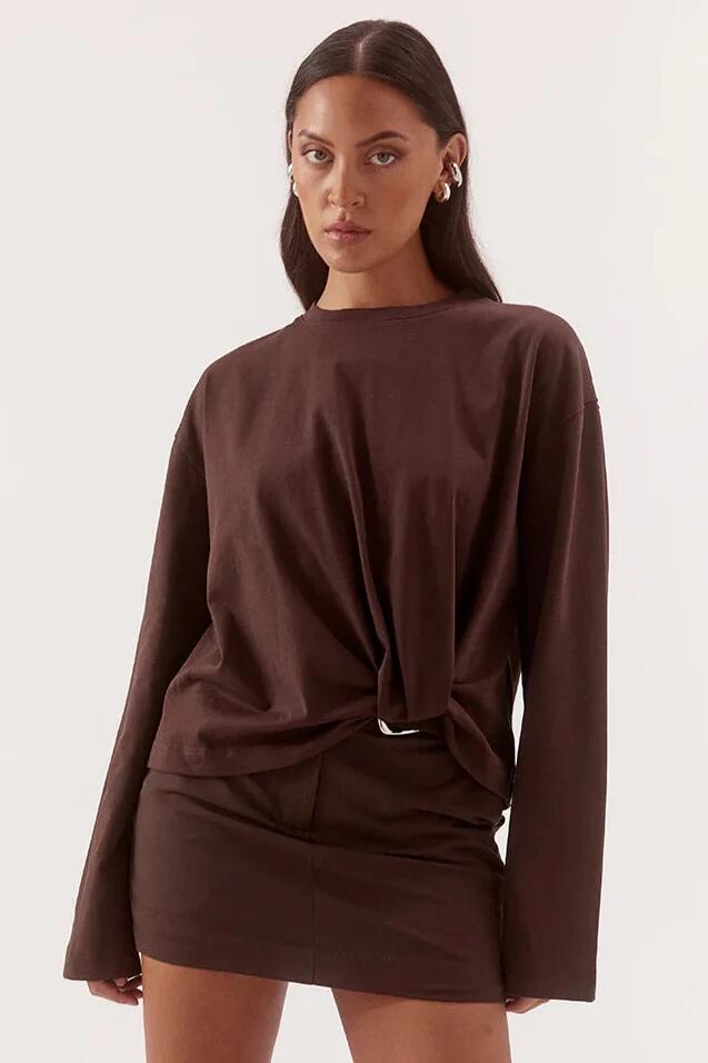 Sovere Izel Espresso Twist Front LS Top